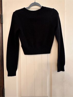 Divided Black Cropped Crewneck Sweater